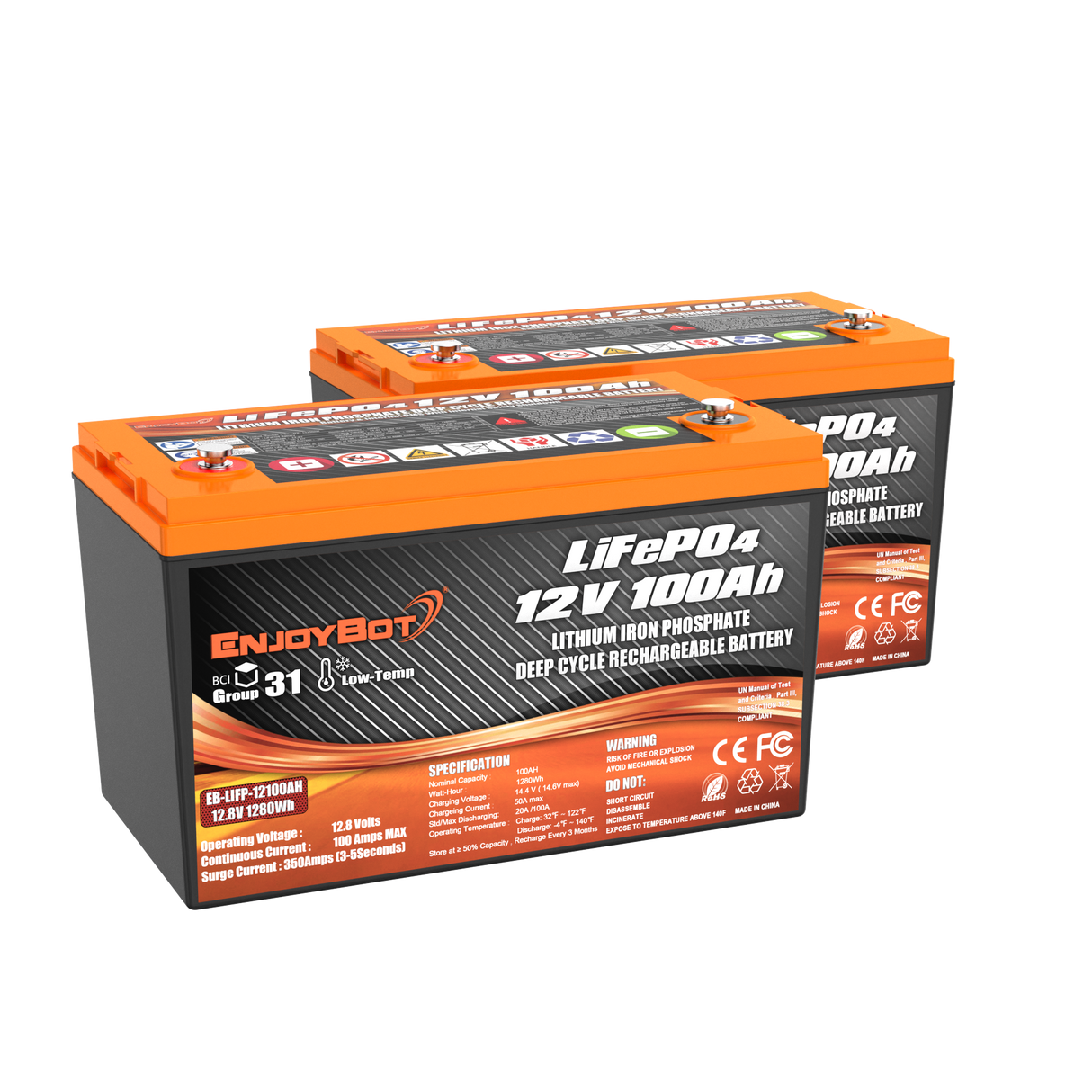 24V 100Ah Enjoybot Battery Kit | 2-Pack Combination