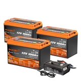 Enjoybot 12V 100Ah Bluetooth Lithium Battery_3 Pack+43.8V 20A Charger