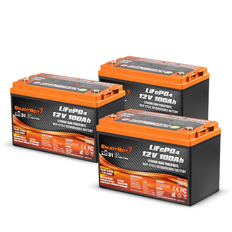 Enjoybot 12V 100Ah Group 31 Lithium Battery_3 Pack