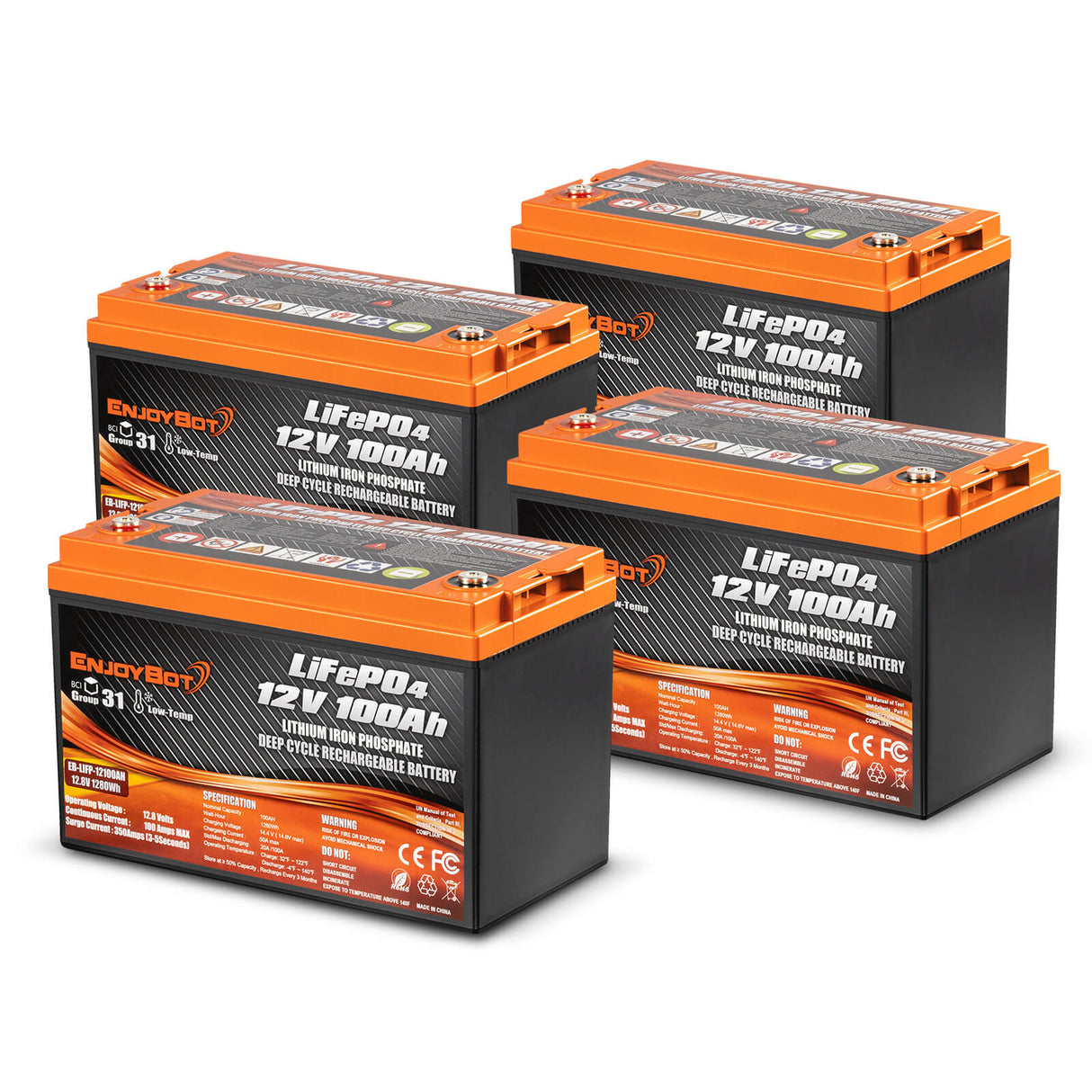 48V 100Ah Enjoybot Battery Kit | 4-Pack Combination