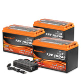 Enjoybot 12V 150Ah Self-Heating & Bluetooth Lithium Battery_3 Pack+43.8V 13A Charger