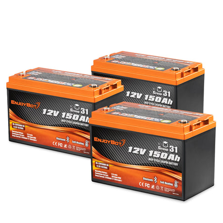 Enjoybot 12V 100Ah Group 31 Lithium Battery_3Pack+43.8V 20A Charger