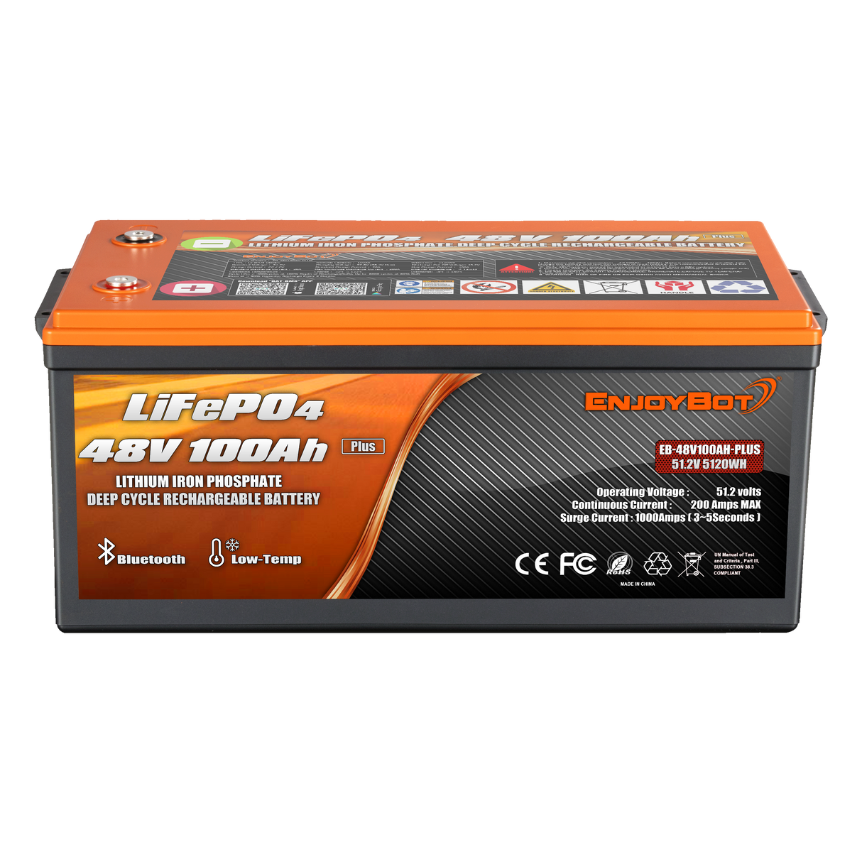 48V 100AH Plus Enjoybot LiFePO4 Lithium Battery | Group 8D | 200A BMS