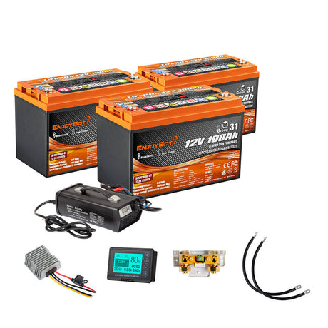 36v 100ah Bluetooth Lithium Golf Cart Battery Kit - 3 batteries