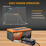 Enjoybot 58.4V 15A LiFePO4 Lithium Battery Charger | Ring Terminal | 0V Charging Activation