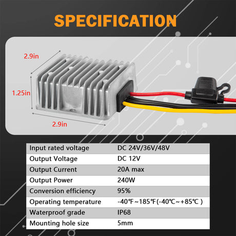 Enjoybot DC-DC 36v/48v to 12v step-down converter - spec